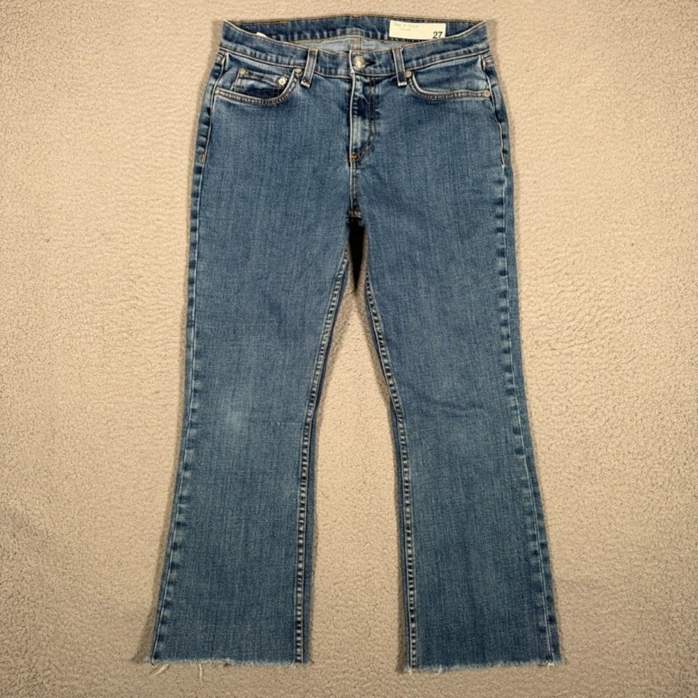 rag & bone Jeans Womens Blue 27x26 The Peyton Mid Rise Bootcut Denim Distressed